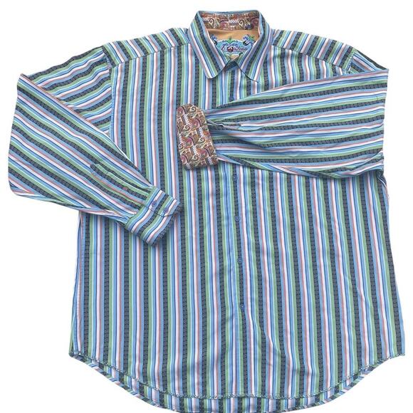 Robert Graham 2XL Button down Long sleeve Plaid Shirt Vibrant‎ Design Bright EUC - Picture 1 of 14